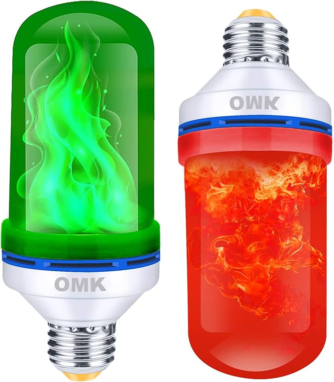 OMK - LED Christmas Decorations Flame Effect Light Bulbs - Upgraded 4 Modes by OMK