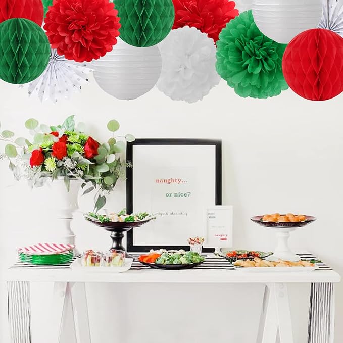 Red-Green White Party Decorations - Image 3