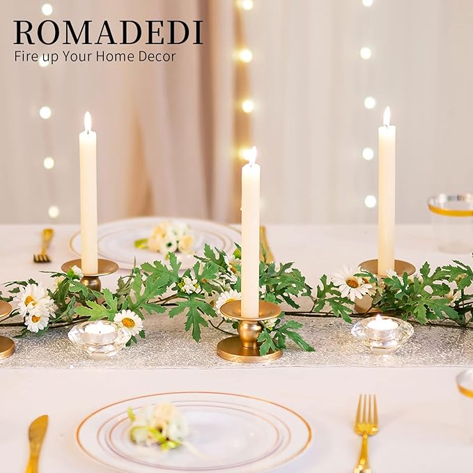 Candle Holders for Pillar Candles, Romadedi Gold Pillar & Taper Candle Holder - Image 2