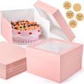 12Pcs Cake Boxes, Large Pink Disposable Tier Cake Containers by DOYIDE