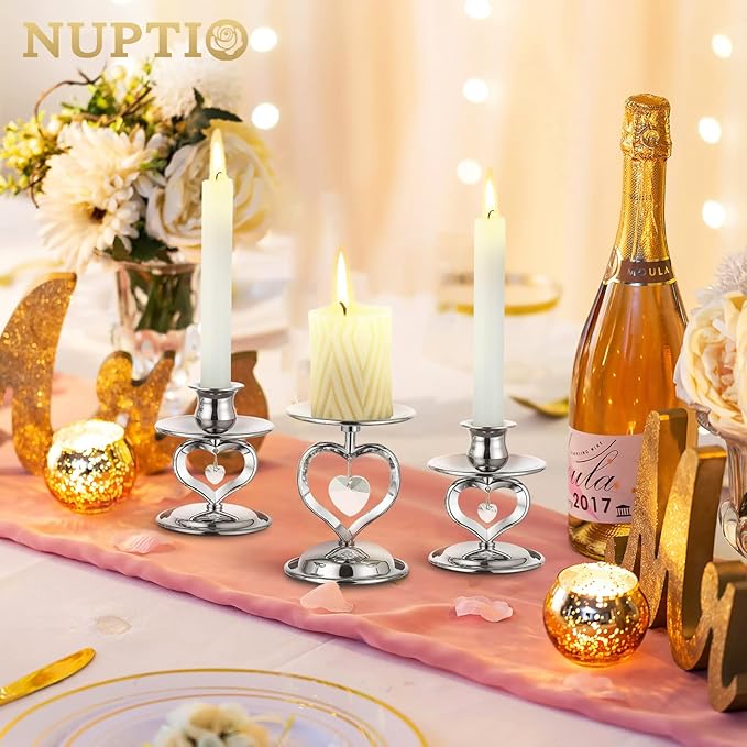 Nuptio Unity Candle Holder Silver Candlestick Holder - Image 4