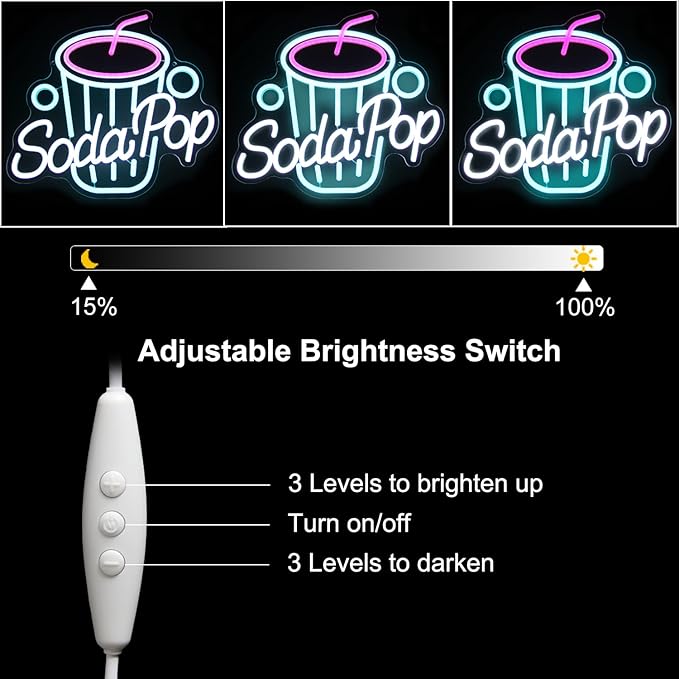 Soda Pop Neon Sign Drink Neon Lights Dimmable Beverage Cup LED Signs - Image 5