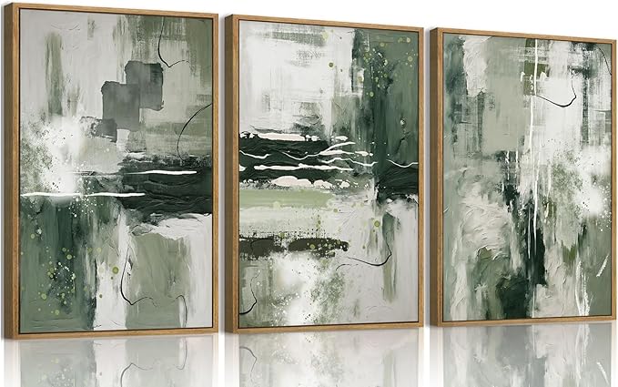myusuar 3 Piece Large Modern Abstract Canvas Framed Wall Art by Unknown