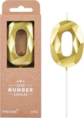 PHD CAKE 2.76 Inch Crystal Gold 0 Number Birthday Candles, Cake Number Candles by PHDCAKE