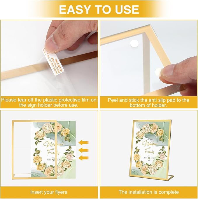 EHWINE 12 Pack Acrylic Sign Holder 8.5 x 11, Slanted Back Paper Holder Clear - Image 4