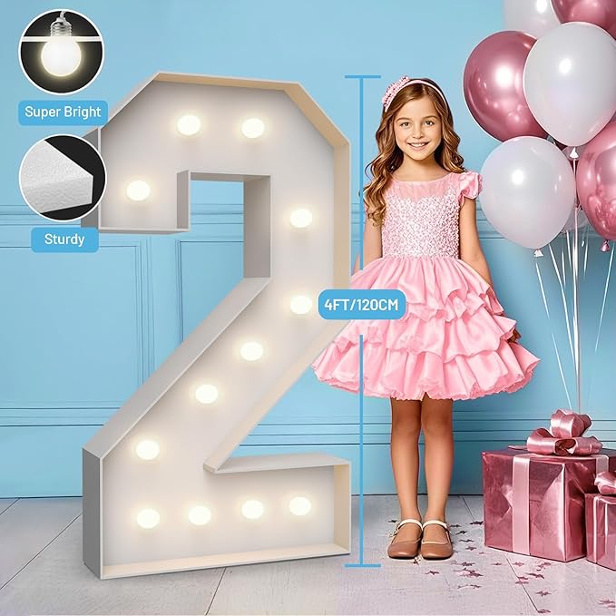 4FT Marquee Light Up Numbers 2, Party Decoration Large Marquee Light Up Letters - Image 3