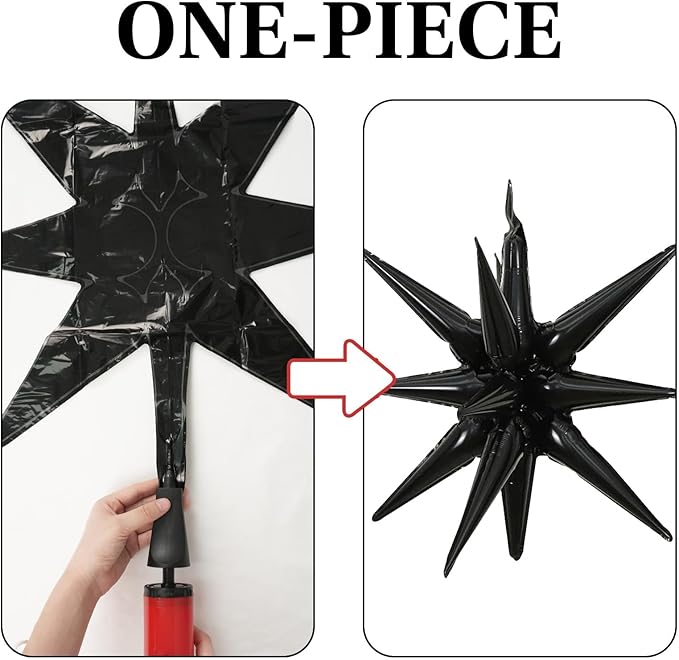 Black Red Star Balloons 12pcs, 27/22 Inch Foil Star Explosion Balloons - Image 3