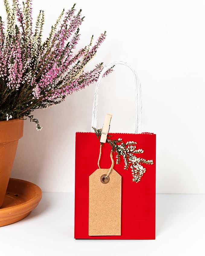 qiqee 50-Packs Red Paper Gift Bags - Image 6