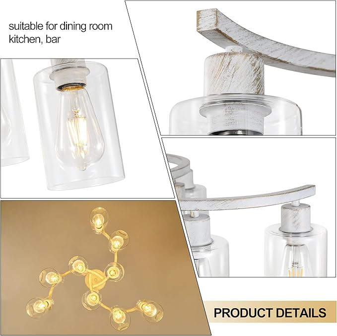9-Light Antique White Chandelier - Image 7