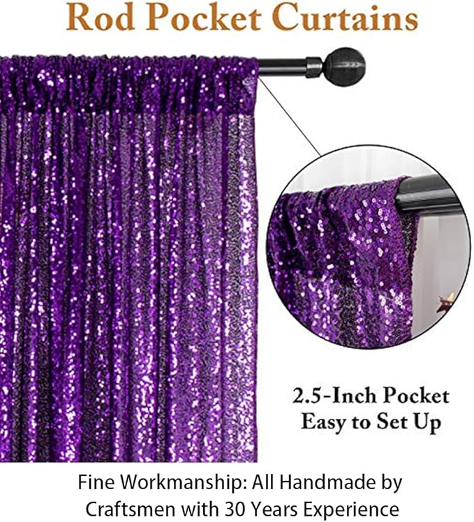 ShinyBeauty Purple Sequin Backdrop-Curtain 4FTx8FT, Photography & Photo Booth - Image 4
