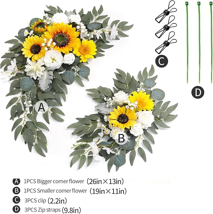 Faux Flower Swag Set of 2 for Wedding Welcome Signs Floral Swag Wedding - Image 2