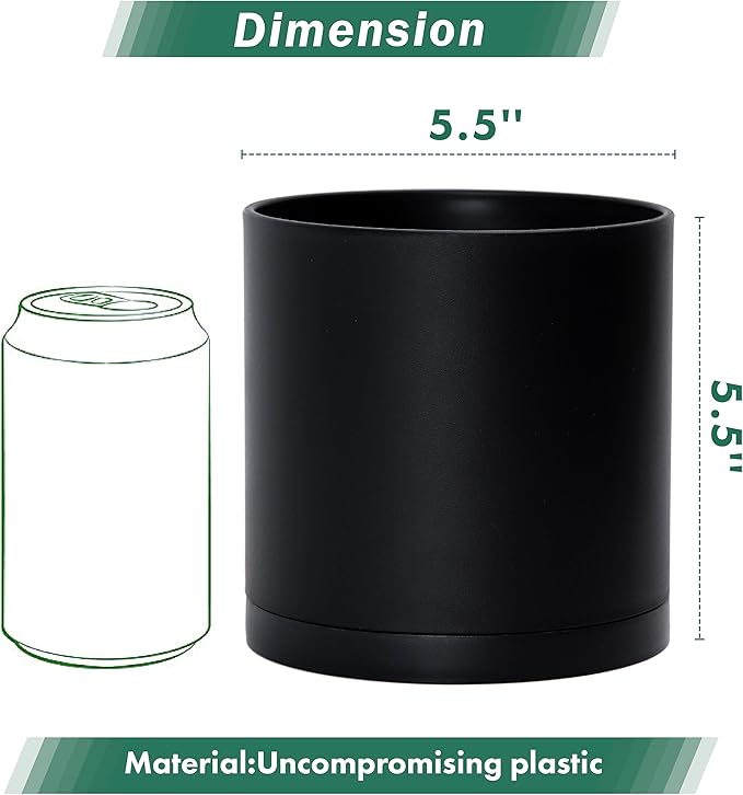 D'vine Dev 2 Pack 5.5 Inch Modern Plastic Plant Pots, Small Garden Planters - Image 2