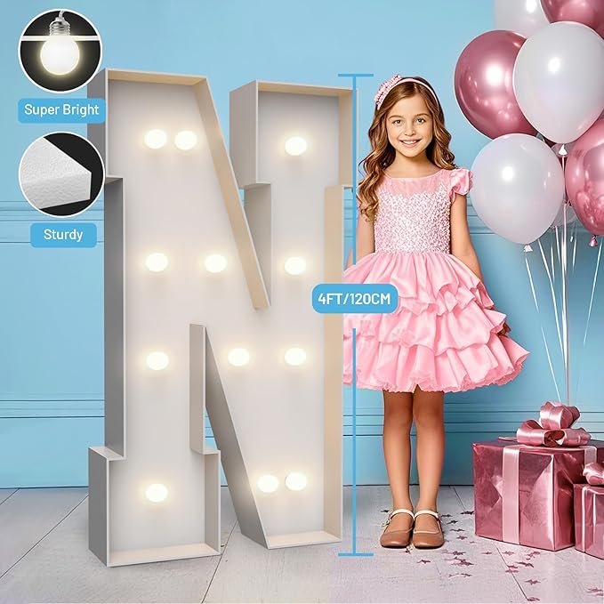 4FT Marquee Light Up Letters N, Party Decoration Large Marquee Light Up Letters - Image 3
