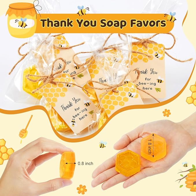 72 Set Baby Shower Favors Bee Party Favors Including Honeycomb Soap - Image 3
