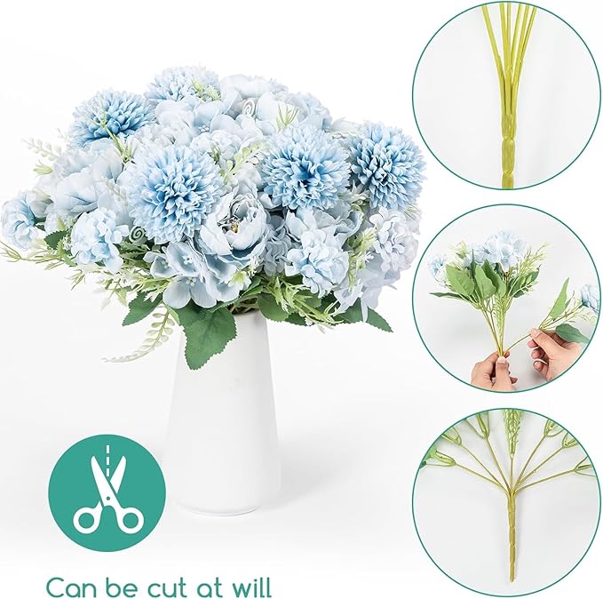 12 Packs Peonies Artificial Flowers, Silk Artificial Peonies Flowers Fake Peony - Image 2