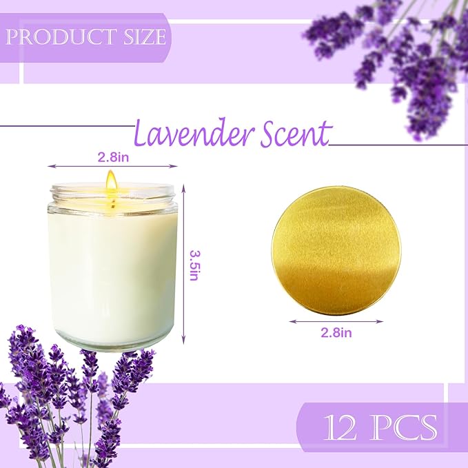12 Pcs 8 Oz Bulk White Soy Candles, Lavender Scented Candles Set, Bulk - Image 2