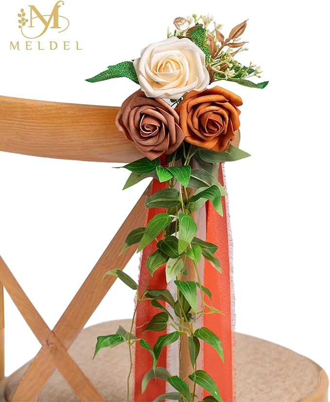 Meldel 10Pcs Wedding Chair Decorations Aisle Flowers Swag Artificial Flower - Image 5