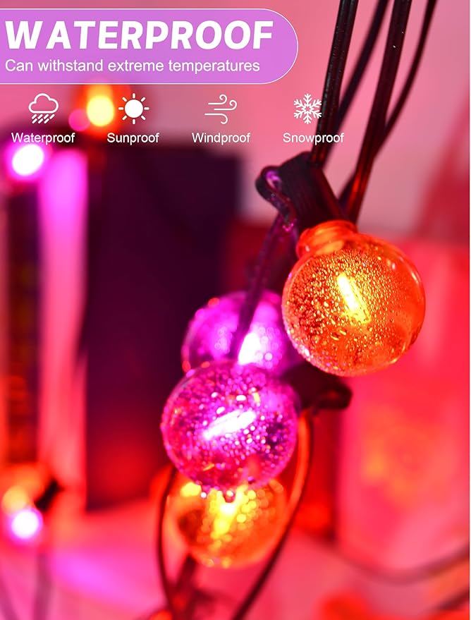 SUNSGNE G40 LED Outdoor Halloween String Lights 25FT Globe String Lights - Image 3