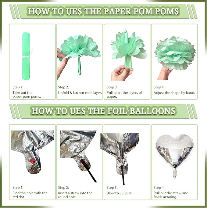 310 Pcs Sage Green Bridal Shower Decorations, Bachelorette Party Decorations - Image 7