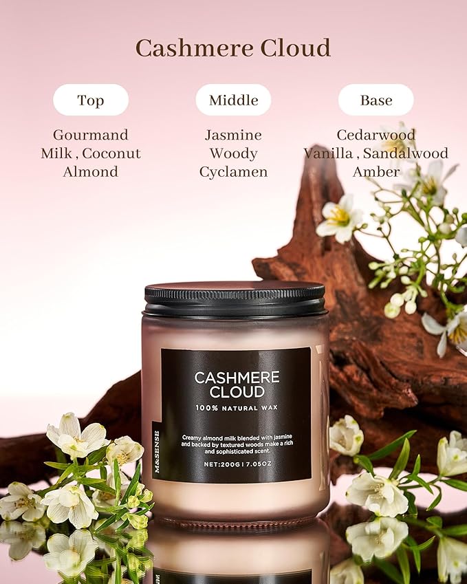 M&SENSE Creamy Almond Milk Scented Candles, Organic Natural Soy Wax Clean Non - Image 2