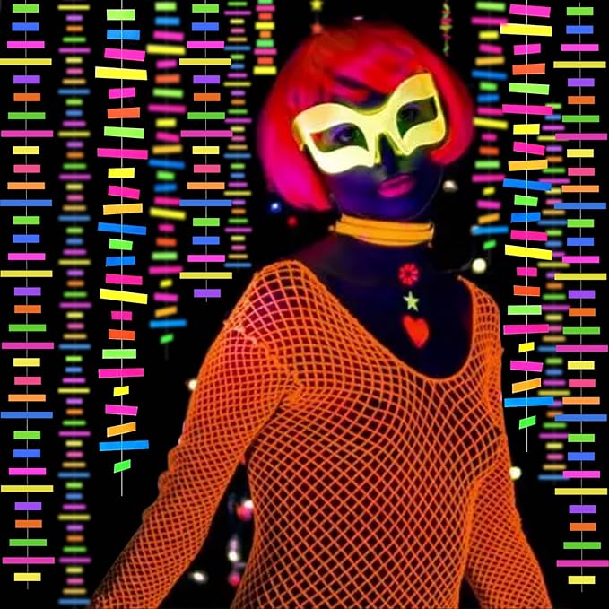 60feet UV Neon Paper Garland Stripe Neon Streamers Black Light Neon - Image 4