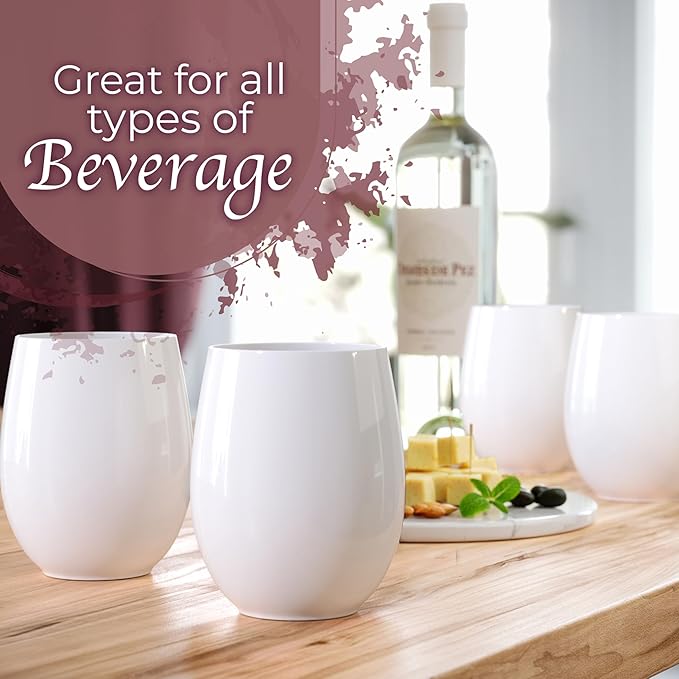 Exquisite 48 Pcs Unbreakable Stemless Plastic Wine Glasses Disposable Wine - Image 5