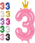 Large 40 Inch Pink Crown 3 Number Balloon, 3 13 23 30 33 36 38 Pink Crown by Upgesy