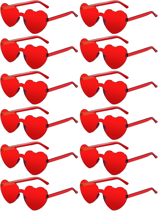 12 Pairs Heart Shaped Sunglasses by AGGKKY