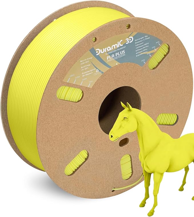 DURAMIC 3D PLA+ Filament 1.75mm 1Kg Light Yellow, PLA Plus Filament 1Kg Spool by Duramic3D