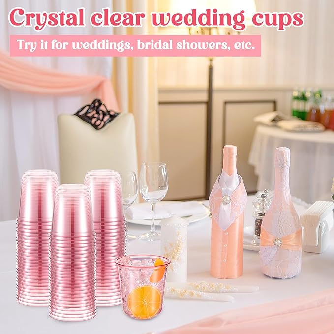 50 Pcs Disposable Stemless Glasses 12oz Crystal Plastic Wine Glasses Clear - Image 5
