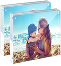 HELPLEX Acrylic Frames, 2 Pack 4x4, 20mm Thicker Frameless Clear Frame by HELPLEX