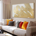 Gold Framed Canvas Art Abstract Wall Decor White Picture Decor 24"x48" Canvas by XIANSHOU