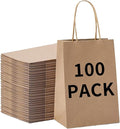 BAG BOX 100 Pcs Medium 8.25x4.3x10.6 Inch Brown Kraft Paper Gift Bags by BAGBOX