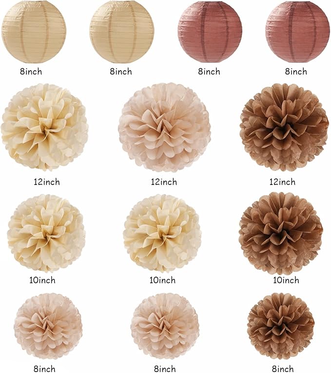 Boho Baby-Shower White-Brown Champagne Party-Decorations - Image 3