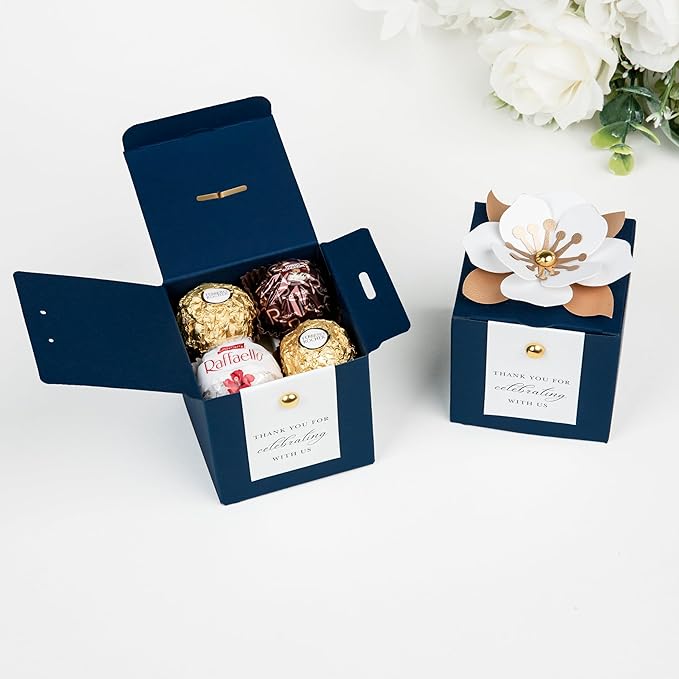 FEIYI 20 PCS Candy Boxes, 3 In 1 Navy Blue Favor Boxes - Image 3