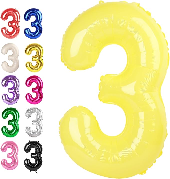 Number Balloon 3 Yellow Macaron by Upgesy