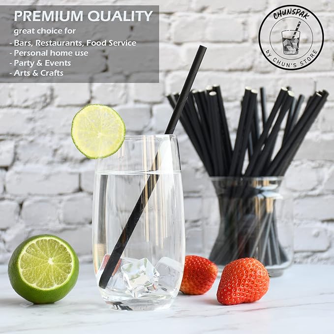 Black Paper Drinking Straws Bulk Individually Wrapped - Image 4