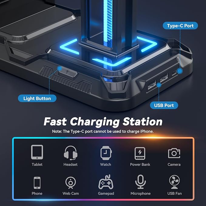 KDD Headset Stand with Charging Station - Image 3