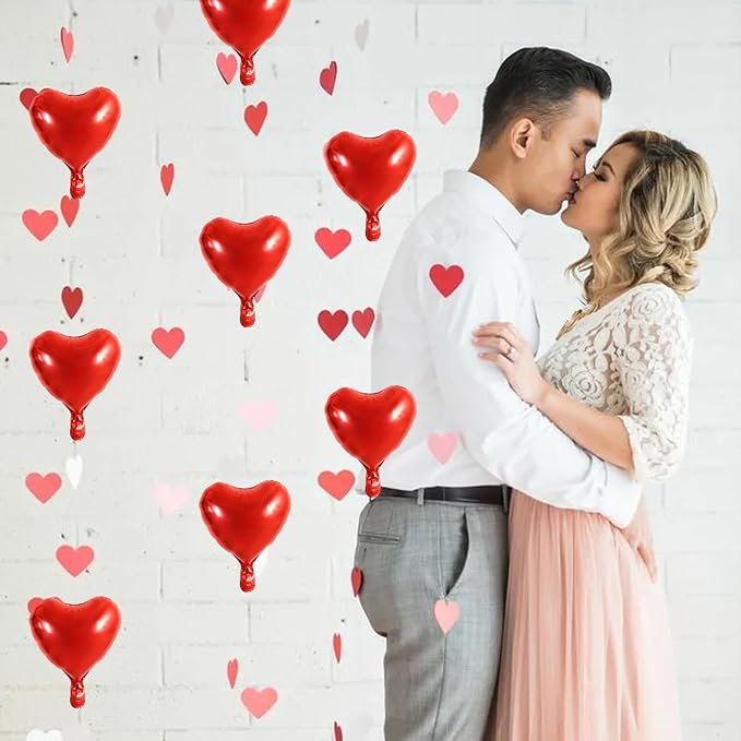 TONIFUL 30Pcs 10 Inch Red Heart Balloons Valentine’s Day Heart Shape Foil Mylar - Image 5