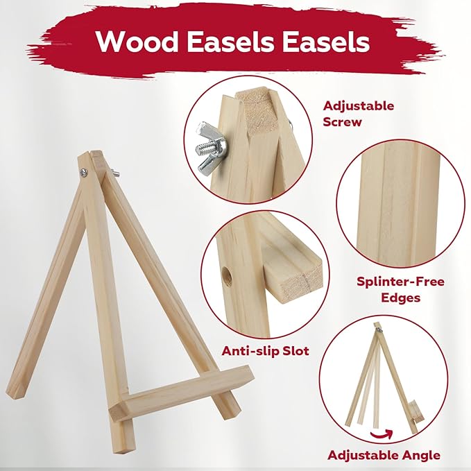10 Pack 9 Inch Wooden Easel Stand, Portable A-Frame Tabletop Display Easel - Image 5