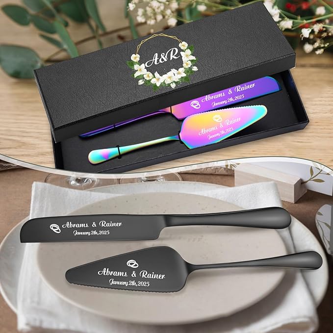 Personalized Wedding Cake Knife and Server Set - Image 5