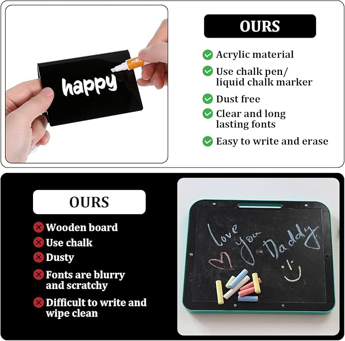 20 Packs Acrylic Mini Chalkboard Sign Black Food Labels Name Tags - Image 5
