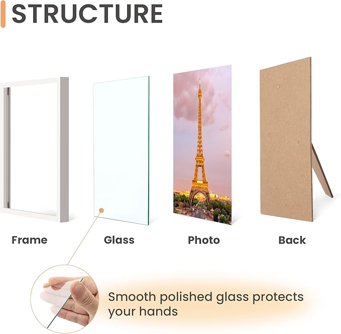 upsimples 8x10 Picture Frame Set of 3, Made of High Definition Glass - Image 3