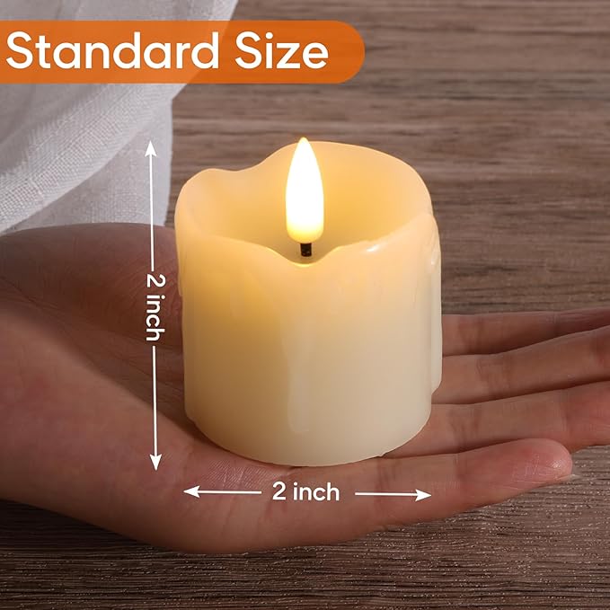 Eywamage Ivory Dripping Wax Flameless Votive Candles - Image 2