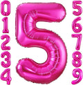 Hot Pink 5 Balloon, 40 Inch Number 5 Balloon, 5 Birthday Balloon Decorations by BBPOOL