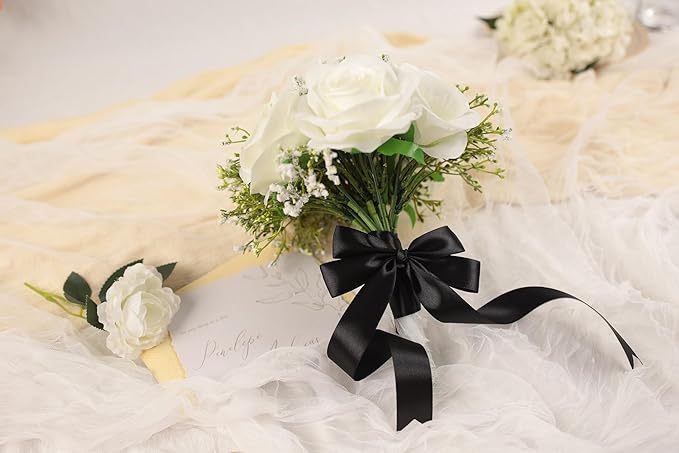 Black Satin Ribbon 1 inch X Continuous 100 Yards, Single Face Polyester Ribbon - Image 6