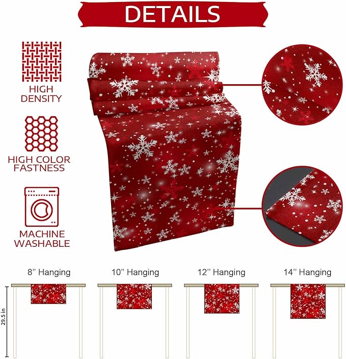 Christmas Snowflakes Cotton Linen Table Runner - Image 8