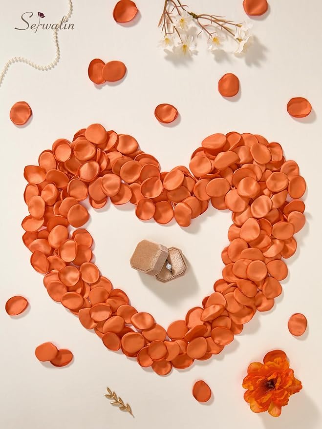 Serwalin 300Pcs Silk Rose Petals Fake Flower Petals Orange Artificial Rose - Image 4
