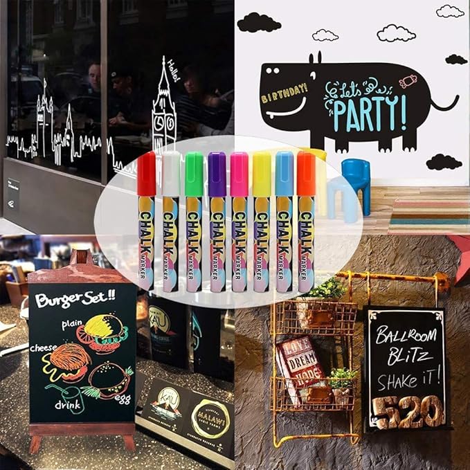 Tabletop Chalkboard Sign with Easel + 8 Brilliant Liquid Chalk Markers | Rustic - Image 7