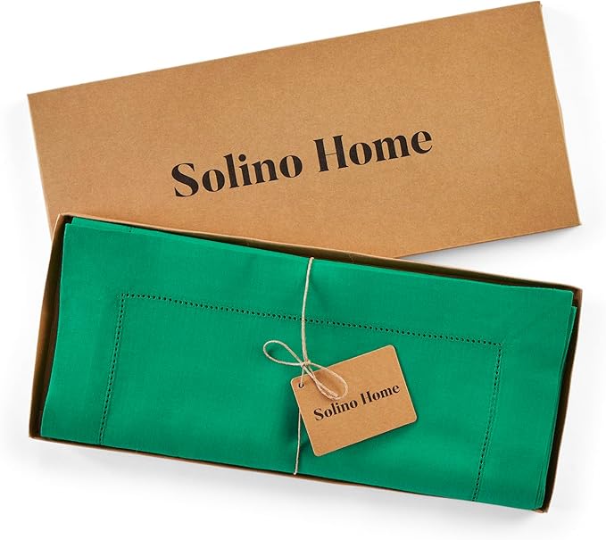 Solino Home Linen Emerald Green Hemstitch Table Runner 48 Inches - Image 6